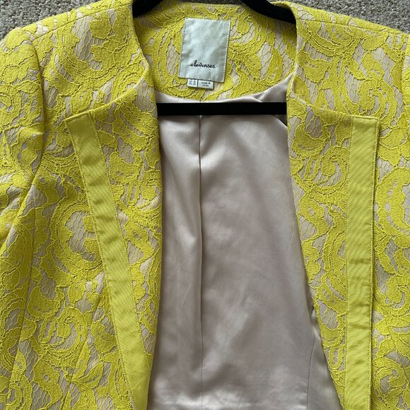 Anthropologie Elevenses Yellow Lace Blazer - Size 8 - Picture 2 of 3